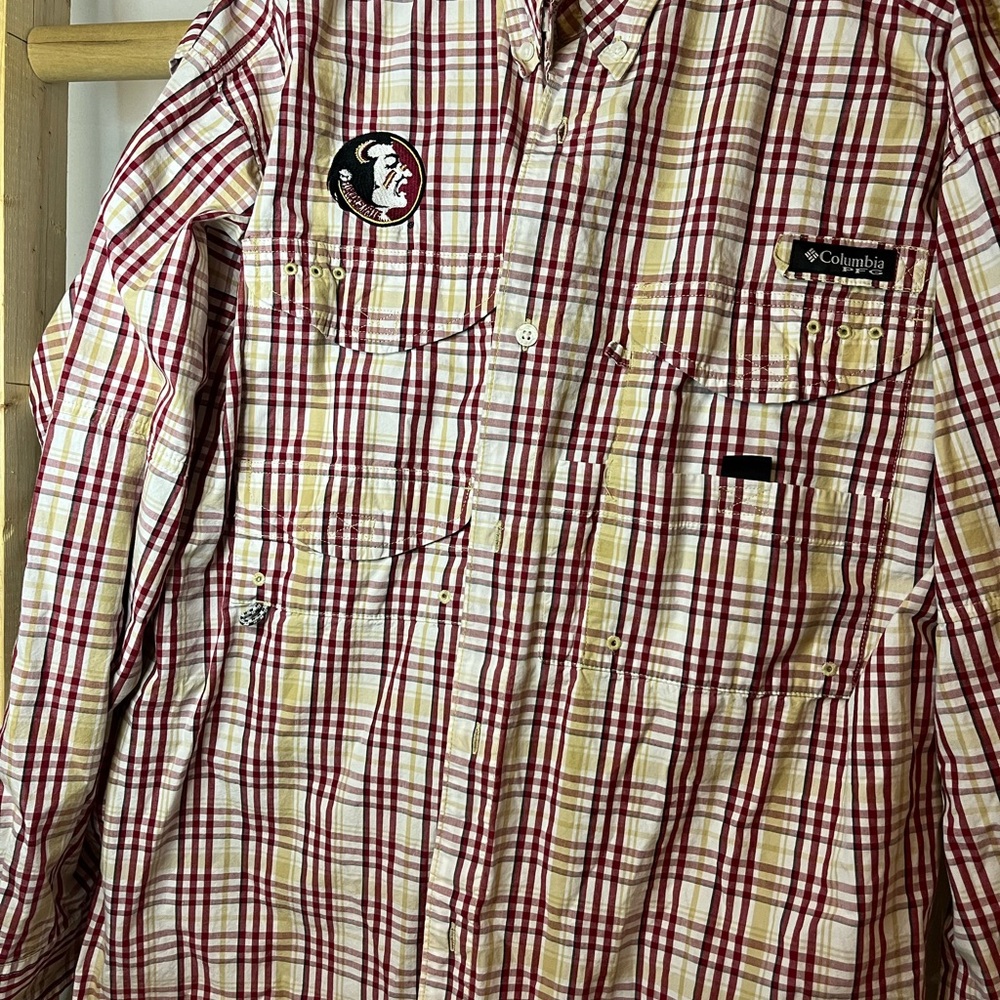 Columbia Red and White Plaid Shirt Florida State Seminoles